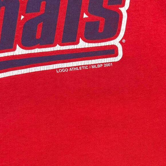 Vintage Y2K Logo Athletic St. Louis Cardinals Tee Mens Large Red Baseball Shirt - Picture 3 of 5